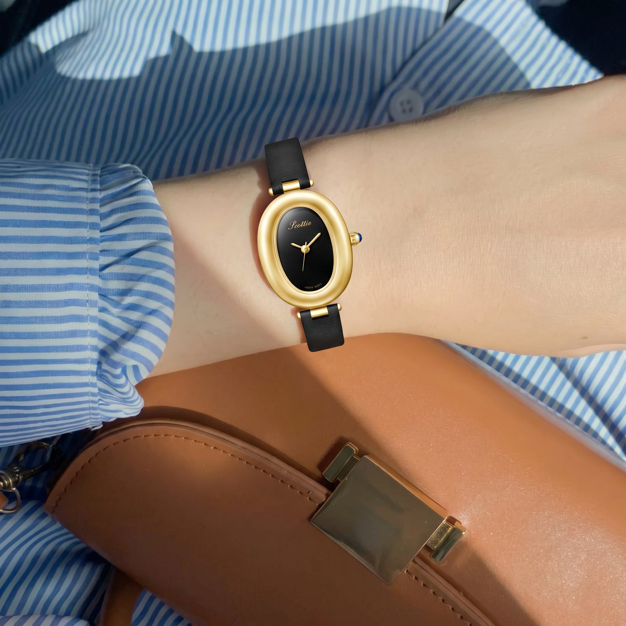 Luvier™ Veloura Luxe Oval Leather Watch