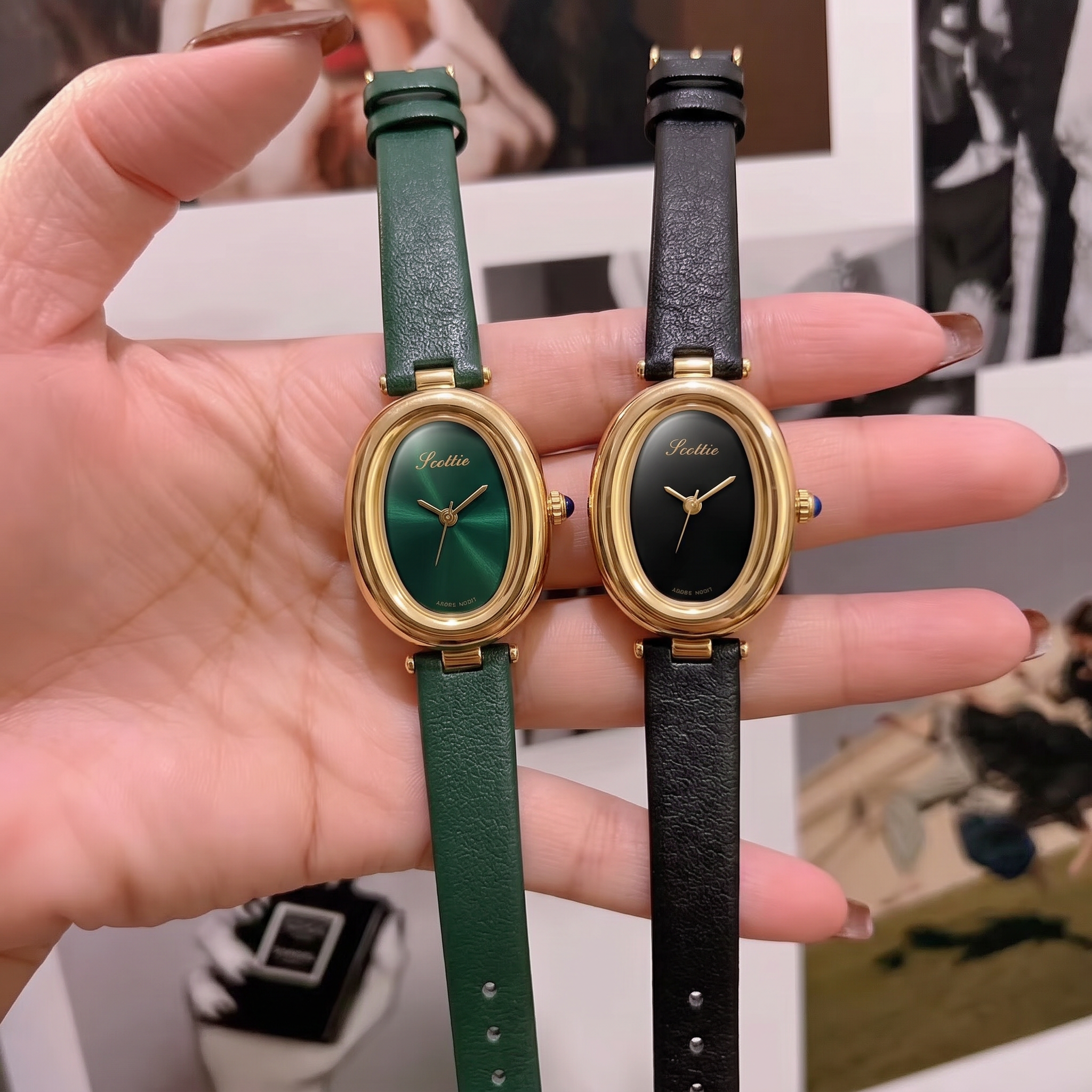 Luvier™ Veloura Luxe Oval Leather Watch
